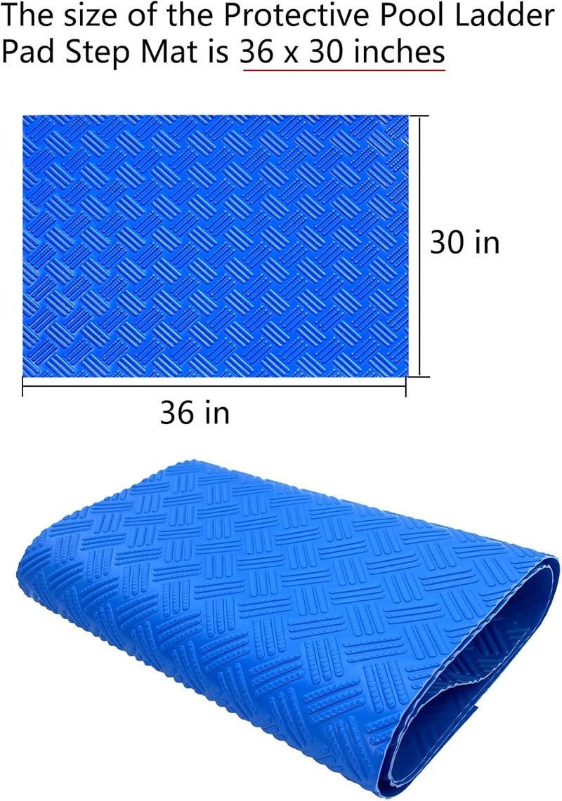 SKARUMMER Swimming Pool Ladder Mat - Protective Pool Ladder Pad Step Mat with Non-Slip Texture, Blue Medium Pool Step Mat, Pool Liner Protection Mat (30 X 36 inch) - Image 2